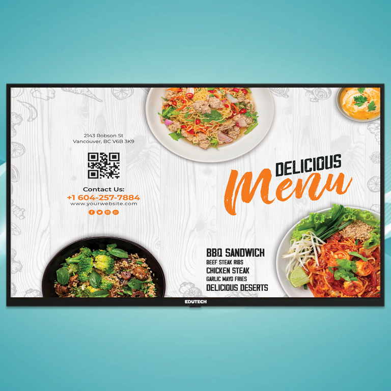 55 inch smart tv side view digital signage display